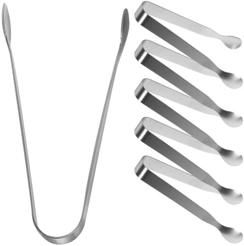 SOLUSTRE 6pièces Pince à Glace Acier Inoxydable De Mini Pinces à Sucre Pour Service De Desserts Et Appéritifs Pour Tea Parties Et Buffets