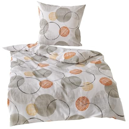 Traumschlaf Basic Seersucker Bettwäsche • Modernes Kreis-Design • Ideal für warme Nächte • Atmungsaktiv & bügelfrei • Aus 100 % Baumwolle • 155x220 cm + 80x80 cm