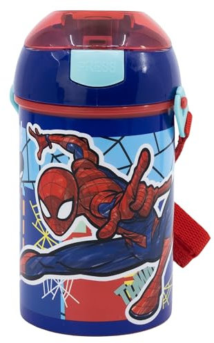BOUTEILLE RÉUTILISABLE ROBOT POP UP AVEC CANNUCE, CORRA Y CIERRE DE 450 ML | SPIDERMAN MOB RULES
