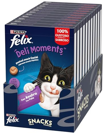 FELIX Deli Moments kattgodis vuxna med anka 44 förpackningar om 10 g