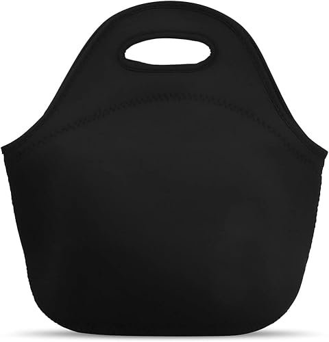 Windfromort Bolsa Comida Trabajo - Lunch Bag de Neopreno - Lancheira Térmica Reutilizable e Impermeable con Cremallera para Oficina, Picnic, Playa (Negro)