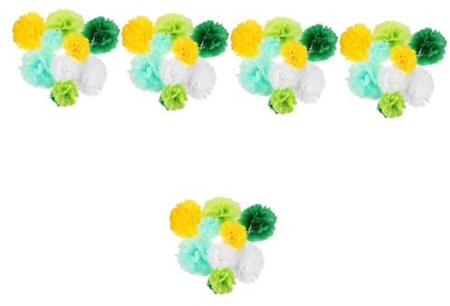TOPBATHY 5 Set Palla di Fiori di Carta Verde PON PON di Carta Appesi Decorazione del Soffitto con Pompon Ornamenti per La Disposizione delle Feste Ornamento del Layout di Sfondo 15 Pz*5