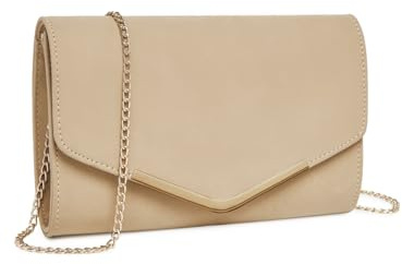 Miss Lulu damer kuvert clutch elegant aftonväska brudväska kuvert kuvertväska handväska med kedja för bröllop fest bal, 1–3 ljus khaki