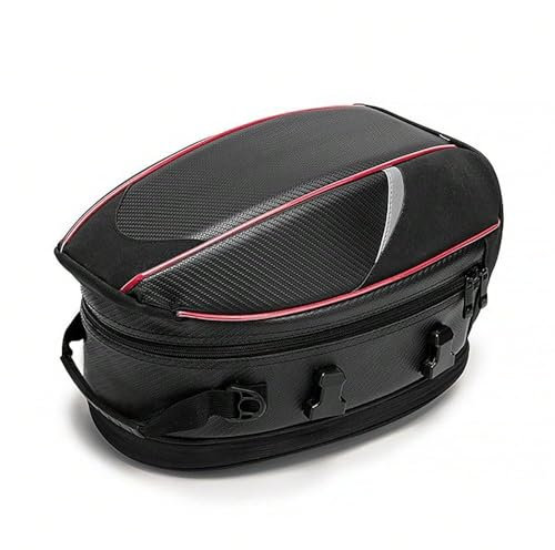 QQLADY Hecktasche Motorrad für Honda SH 300 2008-2019, Motorrad Rücksitztasche, Wasserdicht Erweiterbar Sozius Gepäcktasche, Große Kapazität Motorrad Hecktasche Zubehör,A Black+Red