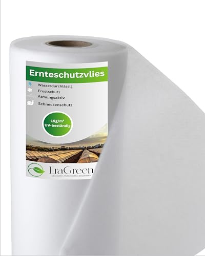 EraGreen Bâche de protection non-tissée 19 g/m² – 3,2 m x 20 m – Toison antigel pour plantes, non-tissé de croissance respirante, non-tissé pour semis, pour couvrir les parterres de légumes