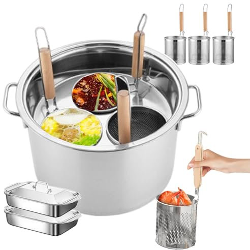 Juego de olla para pasta de 3/4 de orificio | Utensilios para cocinar espaguetis y ollas calientes picantes | Olla de cocina para hacer fideos para uso comercial y doméstico | Diseño de gancho con fil