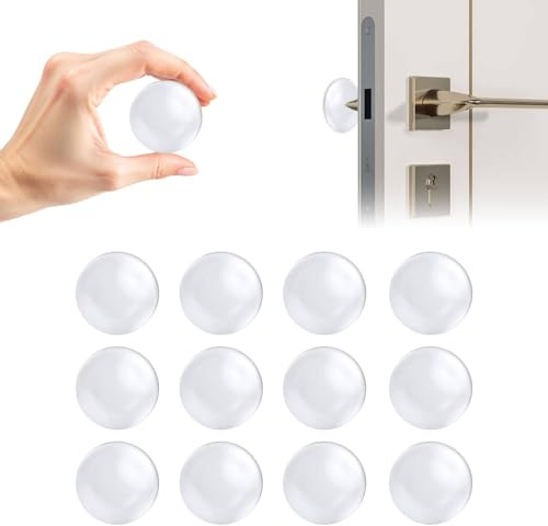 Funalix Türstopper Wand,12 Stück Silikon Runde Selbstklebend Schutz Türstopper,Wiederverwendbar Türgriff Stoßschutzstopper Stopper,für Wand,Wandschrank,Tisch- und Stuhlschutz(Transparent/40 * 8mm)
