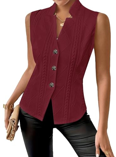 MINTLIMIT Womens Sleeveless Vest Blazer Button Down V Neck Tank Top Summer Casual Work Waistcoat Cardigan