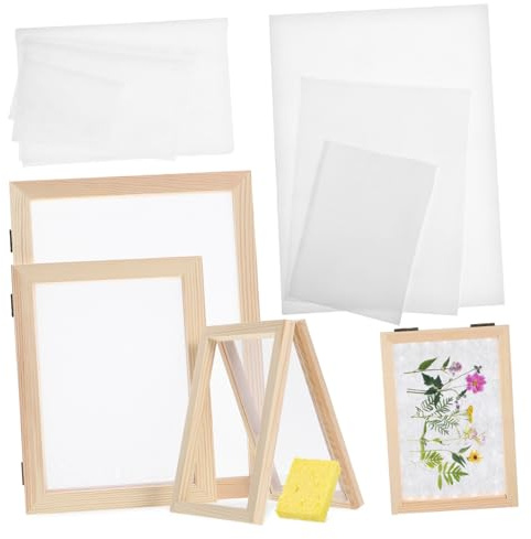 ROMISBABA Papierherstellungsset Holzrahmen DIY Papierschöpfrahmen Mit Metallbefestigung Und Saugfähigem Papier Für Basteln Karten Etiketten Geschenkideen Leicht Bedienbar Für Anfänger