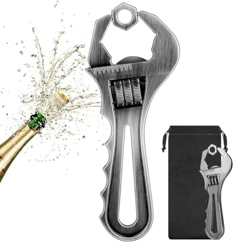 Llave abrebotellas, abridor de cerveza con bolsa de regalo, abrebotellas portátil, regalos para padres, regalos de Navidad, regalos de cumpleaños para hombres, mujeres, amantes de la cerveza, plata