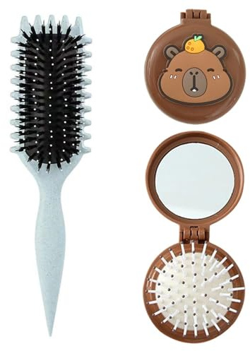 2 Peignes À Coussin D'Air Coiffants, Peignes De Massage Doux Portables, Outils De Coiffure, Adaptés Aux Cheveux Bouclés, Permanente (Bleu Clair, Marron).