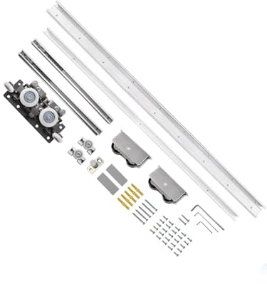Sliding Door Kit Hidden Barn Door Hardware Kit Invisible Trackless Sliding Door Set for Bathroom/Cabinets, Concealed Track Pocket Door(180cm/70.2in)