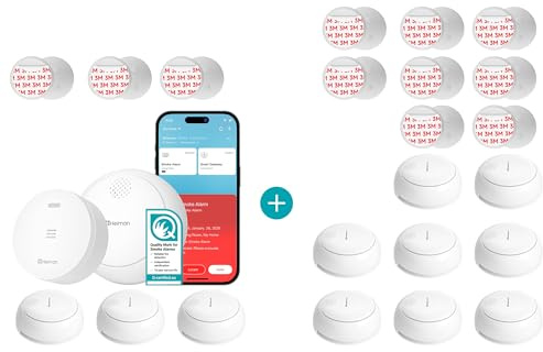 Heiman Lot von 11 Smart Rauchmeldern mit Gateway, 10 Jahre Batterie, Q-Label & EN 14604, Funkrauchmelder mit Magnethalterung für große Häuser, Weiß