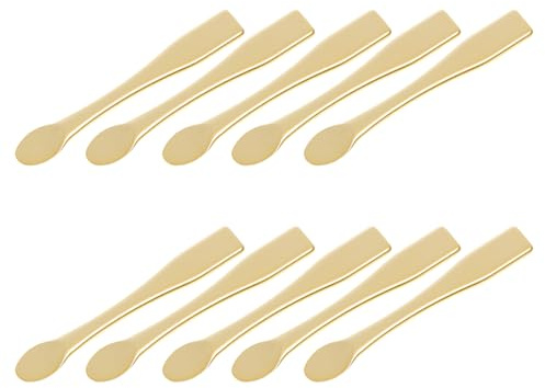 HOOTNEE 10 Cucharas de Crema Facial de Abs Dorado para Muestreo y Aplicación de Cosméticos, Herramienta Multifunción para Cuidado Piel en Mujeres