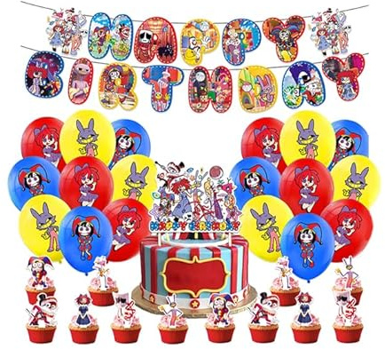 Palloncini Compleanno Amazing Digital Circus Compleanno Decorazioni Torta Amazing Digital Circus Striscione Buon Compleanno