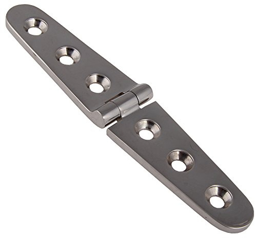 Edelstahl Scharnier LANG, 6 Bohrungen, 152 x 30 mm - 1 Stück - Edelstahl A4 (V4A)