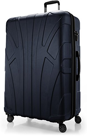 SUITLINE - extra-großer Reisekoffer Koffer Trolley Rollkoffer, TSA, 84,5 cm, ca. 160 Liter, Hartschale - 100% ABS Matt, Gold, dunkelblau