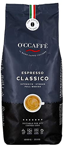 O'CCAFFÈ Espresso Classico | 1 kg ganze Kaffeebohnen | starker, intensiver Kaffee mit feiner Haselnuss Note | Barista-Qualit?t aus italienischem Familienbetrieb