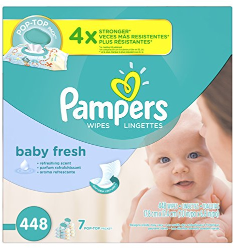 Pampers Baby Fresh Water Baby Wipes 7X Pop-Top Packs, 448 Count