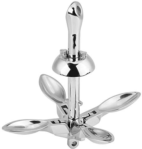 KIMISS Ancla Grapnel Plegable para Ba, 0.7KG Acero Inoxidable, Ancla para Emba ciones Pequeñas, Yate o Lancha, Diseño Compacto y Resistente