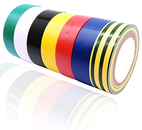 YTBUBOR Multicolor 7 Roll Insulating Electrical Tape Adhesive PVC Tapes 17mm x 9m