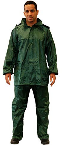 Gahibre Traje de Agua Completo | Chubasquero Plegable y Ligero | Traje Impermeable de Trabajo | Impermeable Pantalón y Chaqueta | Color Verde, Talla M