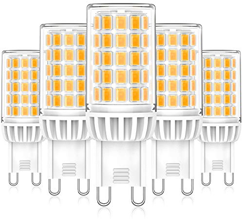 Eco.Luma Ampoules LED G9 Blanc Chaud 2700K, 6W Remplacement 50W 60W Halogènes, Pas de Scintillement Angle de Faisceau 360° LED G9, Pas Dimmable AC 220-240V, Paquet de 5