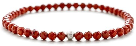 BERGERLIN Jaspis Armband echt mit 925 Sterling Silberperle - facettierte Perlen - Größe L
