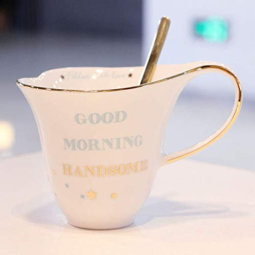 Tazza Tazza Di Caffè Regalotazza Da Caffè A Forma Di Cuore In Oro Stile Europeo Coppia Creativa Coppia Di Tazze In Ceramica Invia Cucchiaio Bicchiere Regalo Di Nozze Di Compleanno, D.