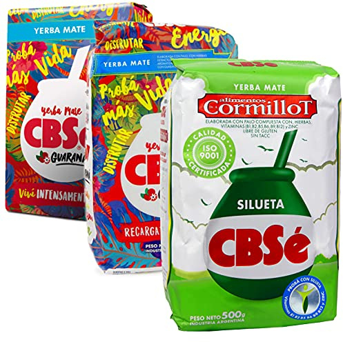 CBSé Yerba Maté Guaraná 2x0.5 kg + CBSé Yerba Maté Silhouette 0.5 kgThé maté d'Argentine Boisson revigorante et énergisante