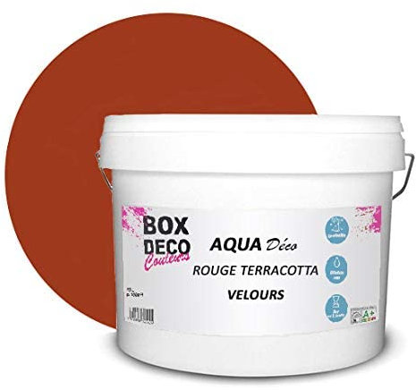 BOX DECO COULEURS Peinture murale acrylique aspect velours Aqua Déco - 10L, Rouge Terracotta