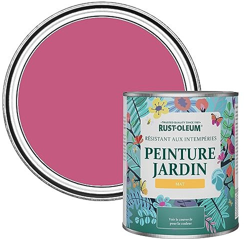 Rust-Oleum Peinture Rose Résistante à l'humidité pour Jardins, Finition Mate - Framboise 750ml