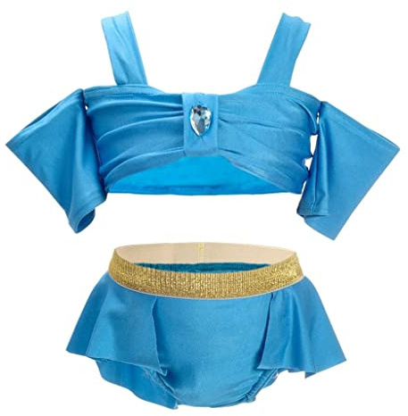 Lito Angels Principessa Jasmine Costume da Bagno Tankini Due Pezzi Abbigliamento Mare e Piscina per Bambina Taglia 5 Anni