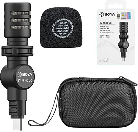 BOYA USB Type-C Plug Microphone for Android, Omnidirectional Condenser USB-C Microphone for YouTube, TikTok, Interview, Livestream, Video, Recording with USB-B Adapter