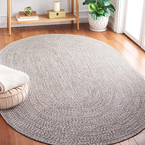 SAFAVIEH Braided Indoor/Outdoor Washable Oval Rug 6'x9', Grey BRA201F