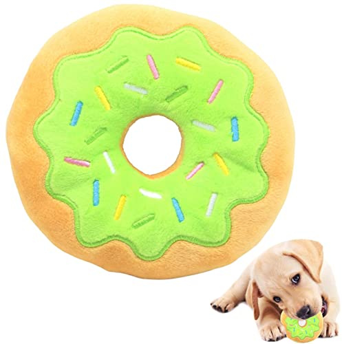 Fowybe Peluche chirriante para Perros | Squeak Juguetes Peluche para Perros Cachorros,Donut Dog Chew Toy, Suministros para Fiestas Regalos para Perros Mascotas Cachorros