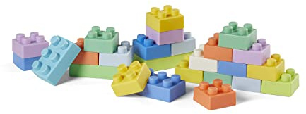 INFANTINO - Set 25 Blocs de Construction - Matière Douce - Facile à Manipuler - sans BPA - Multicolor - Jouet de Construction Bébé - Jouet d'Éveil et Développement - Dès 0 Mois