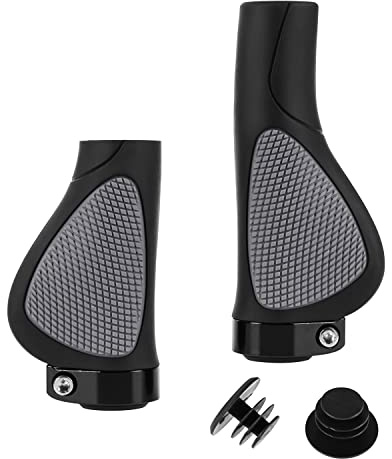 Addmotor Bike Handlebar Grips, Bicycle Grips Wrist Protection, Soft Texture, PU Material, Fit for 22.2mm Bicycle Handlebar (Long and Short, Gray and Black)