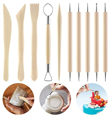 Thinp 10 Stück Modellierwerkzeug Skulptur Ton Schnitzwerkzeug Kit sculpting tools Ton Keramik Professionelle Tools Sculpting Kit Polymer Clay Werkzeuge für DIY-Handwerk Töpfer Tonschnitz Schnitzen