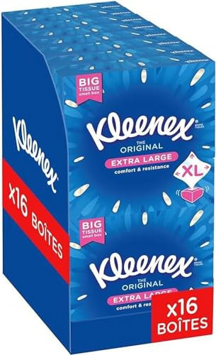 KLEENEX - Mouchoirs boîte Original XL (16 boites de 40 mouchoirs) - 2x plus grand* - doux et résistant