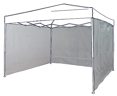 Set 3 Pareti Laterali Bianche Impermeabili Per Gazebo 3x3, 290x180cm con Fascette in Velcro | Paratia Tenda Laterale Idrorepellente per Gazebo