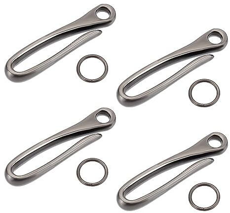 NBEADS 4 Juego de Llavero de Anzuelo de Aleación, Clip de Llave para Cinturón Resistente, Llavero Duradero con Gancho En U, para Hombre, Accesorio de Cadena para Billetera, Plata Antigua