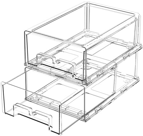 damynuo 2 Pack Refrigerator Drawers - Fridge Organizer Bins Stackable Storage Drawers, Clear Refrigerator Organizing Containers Pull Out Drawer for Fruit, Vegetable Storage and Keep Fresh