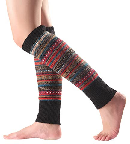 Kswlwccpp Damen Stulpen: Warm Extra Weit Gestrickt Weich Legwarmers Leg Warmers Bequem Lang Winter Flauschig Beinwärmer Stulpen Schwarz XXl Stulpensocken Beinstulpe