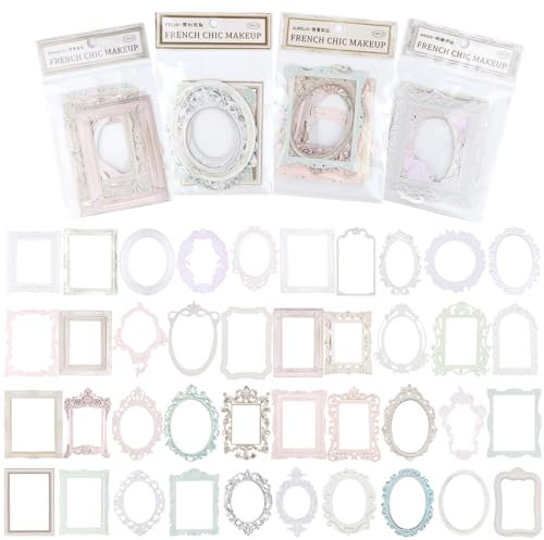 lahnao Spitze Rahmen Scrapbook, 40 Blätter Vintage Hohle Geprägt Foto Rahmen Material, Nicht Klebende Scrapbook Zubehör Papier für DIY-Dekoration, Tagebuch, Album, Notizbuch