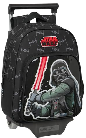 Safta STAR WARS THE FIGHTER - Sac à dos pour enfant avec chariot 705, idéal pour enfants de différents âges, confortable et polyvalent, qualité et résistance, 27 x 10 x 33 cm, couleur noire