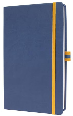 Sigel Linescape Notizbuch A5 liniert Hardcover blau gelb | LS105, Vegane Ausführung aus nachhaltigem Papier mit 176 Seiten
