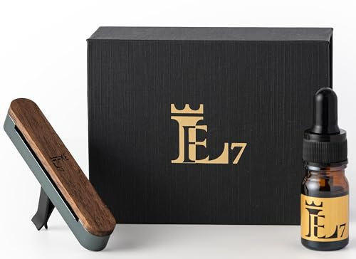LE7 Autoduft I Auto Parfüm I Auto Lufterfrischer I Autoparfum I Bis 6 Monate Haltbarkeit I Parfüme mit luxuriöser Halterung I 5ml Premium duftöl (Vanille, Grau)