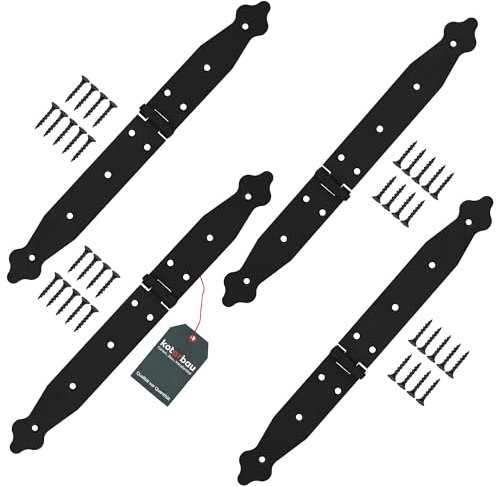 KOTARBAU® Set di 4 nastri per porta, 150 x 200 x 35 mm, in acciaio verniciato a polvere, colore nero, cerniera per finestra, porta in legno, per cancello da giardino, cerniera