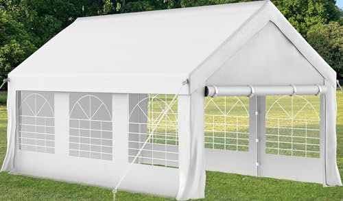 Homall Heavy Duty 3m x 6m Marquee Gazebo with Sidewalls, Waterproof PE Canopy, Galvanised Steel Frame Party Tent for Weddings, Events, Outdoor Use, White